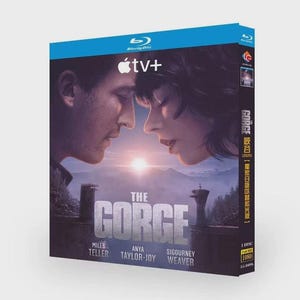May include: Blu-ray disc for "The Gorge" movie, featuring Miles Teller, Anya Taylor-Joy, and Sigourney Weaver. The cover art shows two people facing each other with the title in large white letters. Includes the Apple TV+ logo.