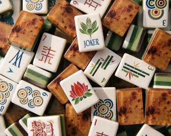 160 amerikanische Mahjong Fliesen 4-Schicht-Acryl-Holzmaserung-Thema graviert