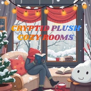 Kawaii Cryptid Plush Cozy Rooms Målarbok | Chibi Vuxen (PDF-nedladdning)