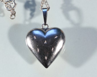 Vintage 70s Pendant Sterling Pendant Necklace Heart Pendant Necklace French Jewelry Stamped Pendant Necklace Free Shipping