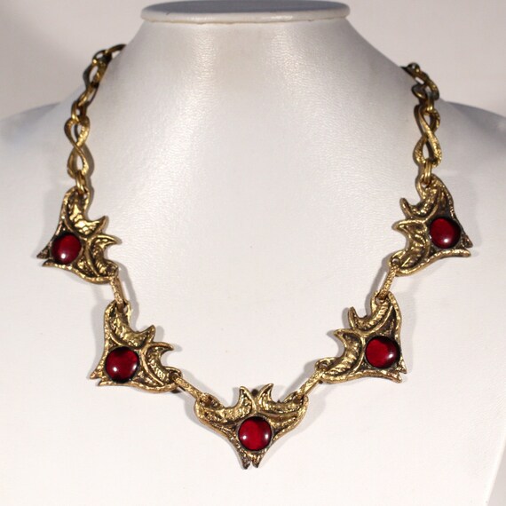 Vintage 50s Necklace Bronze Necklace Dangle Neckl