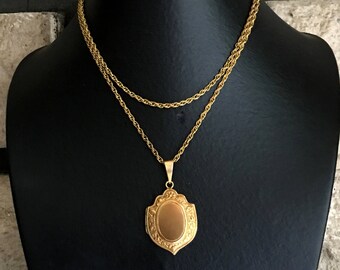 Revival Gold Tone Locket Floral Large Long Chain