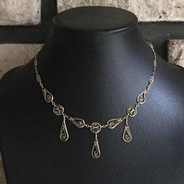 Collier pendentif ancien en plaqué or collier élégant de marque ORIA bijoux français édouardiens