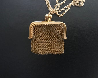 Victorian Gold Plated Pendant Necklace Pendant Purse For Her
