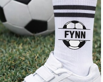 Personalisierte Fußball Kindersocken mit Namen | Sportsocken | Geschenk für Kinder | Schulhof & Training