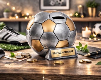 Fußball Spardose mit Gravur Mannschaftskasse| Personalisiertes Fußball Geschenk | Sparschwein Fußballer | Geschenk Fußballfan |Team Geschenk