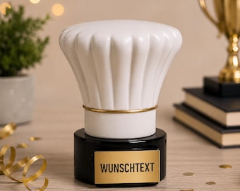 Kochmützen Pokal mit Gravur – Personalisierter Koch Pokal – Geschenk für Mama Papa Küche – Lustige Auszeichnung Kochen