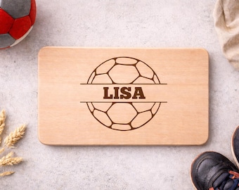 Handball Geschenk personalisiert  Frühstücksbrett mit Namen | Brotzeitbrett Holz graviert Kinder & Erwachsene