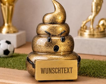 Kackhaufenpokal mit Gravur – Lustiger Trostpreis personalisiert – Witziges Geschenk für Kollegen, Freunde & Fußball