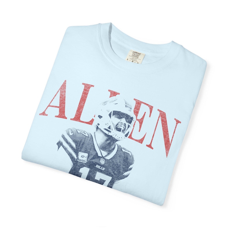 Josh Allen Shirt, Buffalo Football Shirt, Comfort Colors 1717 Ivory Tee, Josh Allen 17 Vintage Bootleg Graphic Shirt, Game Day Football Tee image 3