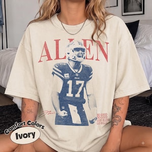 Josh Allen Shirt, Buffalo Football Shirt, Comfort Colors 1717 Ivory Tee, Josh Allen 17 Vintage Bootleg Graphic Shirt, Game Day Football Tee image 1