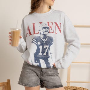 Josh Allen Shirt, Buffalo Football Shirt, Comfort Colors 1717 Ivory Tee, Josh Allen 17 Vintage Bootleg Graphic Shirt, Game Day Football Tee image 5