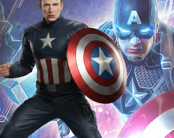 Movies inspired Men’s Cosplay, Patriotic Superhero Costume, Blue Shield Hero Outfit, Movie star hero Halloween cosplay