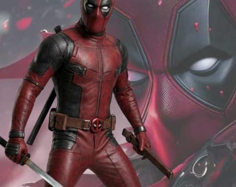 Red Black Mercenary Cosplay Costume Inspired Superhero Leather Suit | Movie Inspired Bodysuit Jacket Pants Set | Halloween Comic Con Outfit