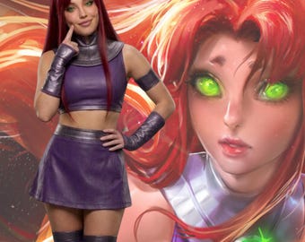 Movie Inspired Purple Leather Crop Top and Skirt Costume, Comic Con Outfit, Fantasy Hero Dress, Women’s, Superhero Gothic Halloween Cosplay