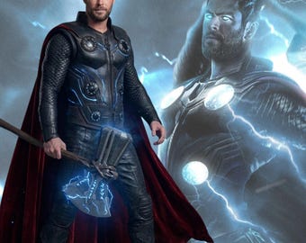 Men’s Black Leather Superhero Costume Jacket, Viking God Fantasy Warrior Armor, Movie Inspired Hooded cape cosplay, Hero halloween outfit