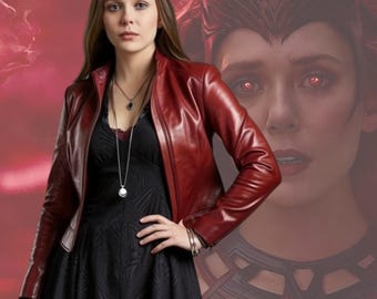 Handmade Women Burgundy Leather Jacket,  Movie Inspired Red Moto cosplay, Hero Custom Costume, Vintage Biker Coat, ComicCon Halloween Outfit