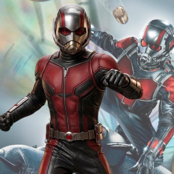 Movie inspired Men Red Ant Leather Costume, Sci-Fi Superhero Cosplay Bodysuit, Futuristic Black Gothic Outfit, Comic Con Halloween Suit