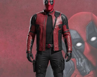 Red Black Leather Jacket | Antihero Cosplay | Mercenary Comic Inspired Outfit