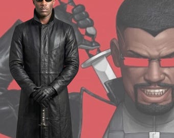 Mens Black Leather Trench Coat, Movie inspired Gothic Cyberpunk Coat Cosplay, Futuristic Fashion Long coat, Superhero Halloween Overcoat