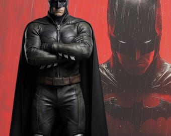 Movie Inspired Black Leather Superhero Costume, Hooded Bat Cosplay Outfit, Men Handmade Cape Leather Suit, Halloween Comic Con Outfit