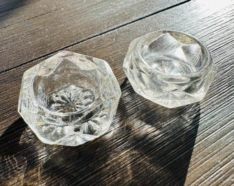 Mid Century Cut Glass Salt Cellars (2 pcs)