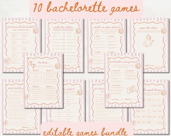 Summer I Turned Married Bachelorette Party Games Bundle, Beach Bridal Shower Cards, Editable Canva Template