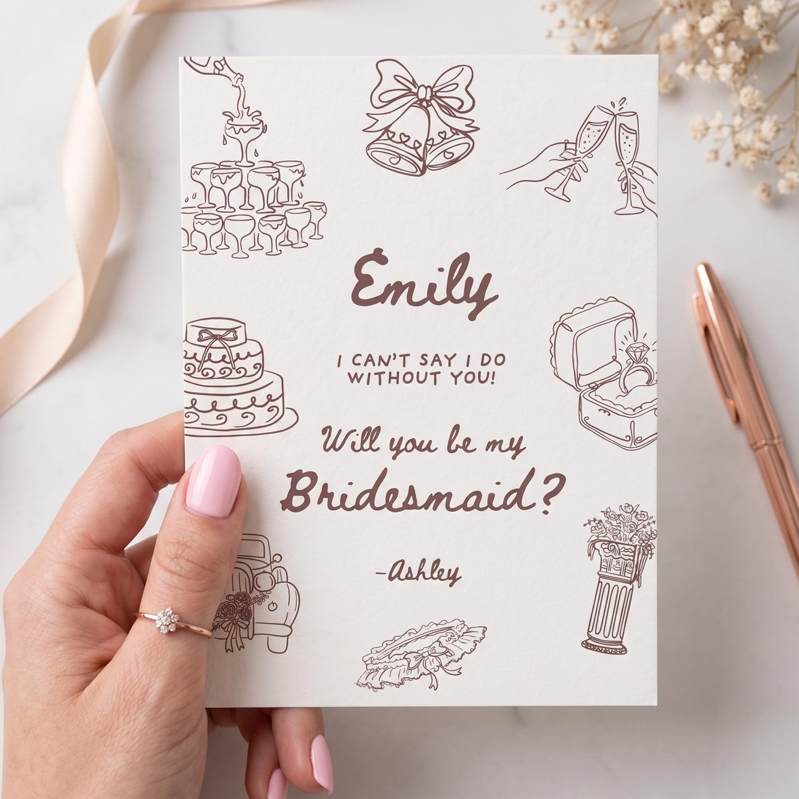 Bridesmaid Proposal Card Template, Editable Maid of Honor Ask, Canva Digital Download