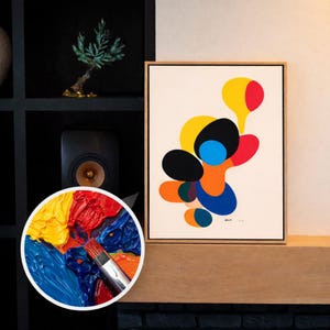 Color Block Acrylic Painting on Canvas, Layered Organic Forms, Made To Order