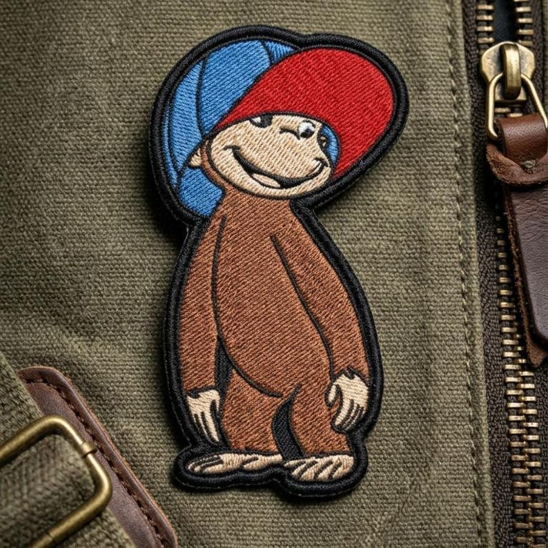 Embroidered Monkey Patch – Curious Character With Hat Badge - Etsy