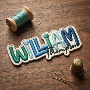 Custom Name Patch, Personalized Bold Font Iron On Badge, Kids Backpack Embroidery Tag
