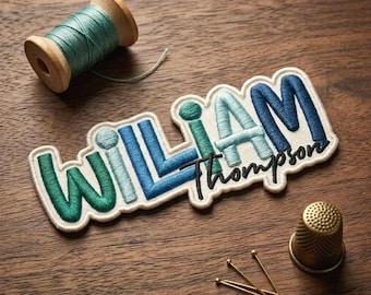 Custom Name Patch, Personalized Bold Font Iron On Badge, Kids Backpack Embroidery Tag