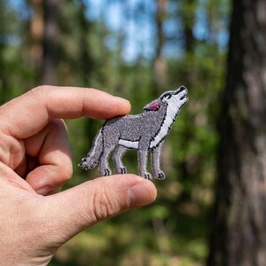 Wolf Embroidered Iron On Patch, Gray Timber Wolf Jacket Patch, Wild Animal Outdoor Backpack Badge, Nature Lover Hiking Gift