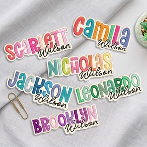 Custom Embroidered Name Patch, Rainbow Script Font Iron-On Badge