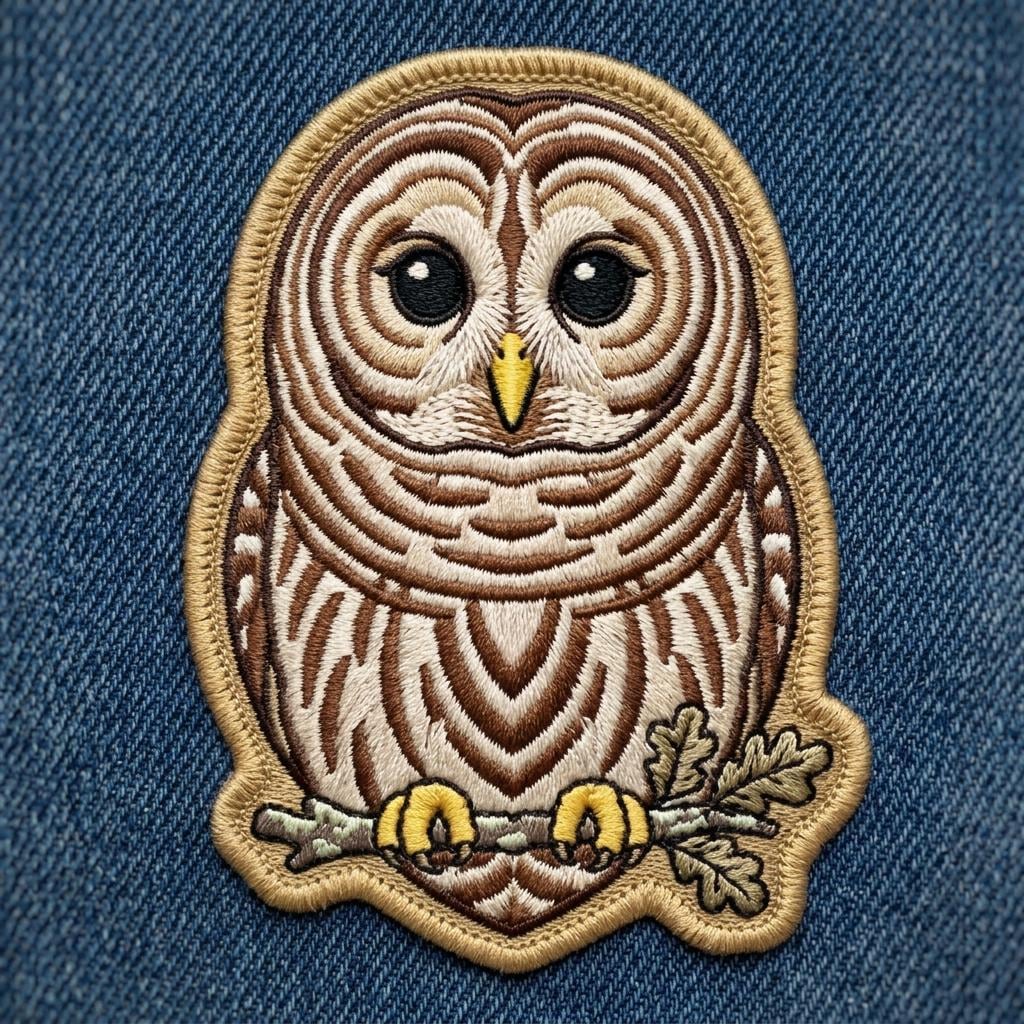 Realistic Owl Iron On Patch - Detailed Forest Bird Embroidered Badge - Nature Inspired Owl Applique 