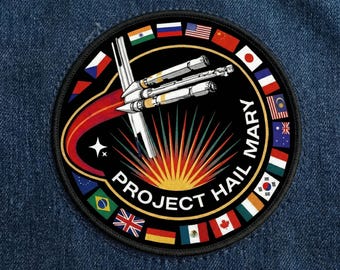 Project Hail Mary Embroidered Iron On Patch Space Mission Sci-Fi Rocket Patch, Embroidery Gift