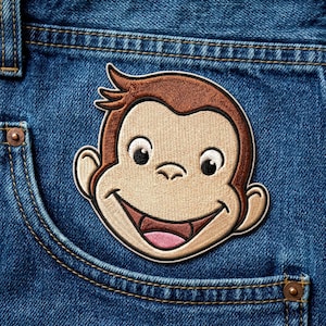 Cute Monkey Embroidered Patch - Curious Monkey Iron On Patch