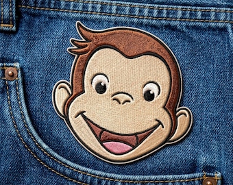 Curious Monkey Embroidered Patch – Iron On Applique for Jackets, Bags