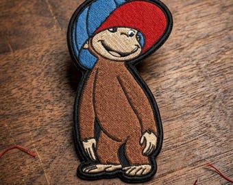 Embroidered Monkey Patch – Curious Character with Hat Badge