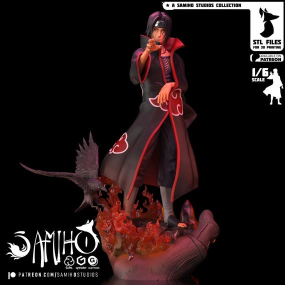 Itachi Uchiha Resin Figure Naruto Fan Art Collectible Akatsuki Anime Statue for Display or Painting