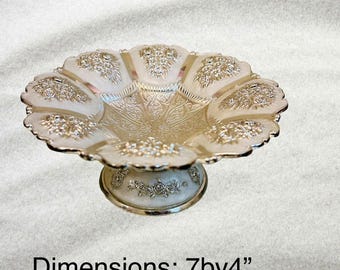 Ornate Vintage German Silver Pedestal Bowl, Embossed Serving Dish (7x4 Inch)
