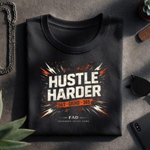 Live The Grind T-Shirt | Distressed Bold Typography, Founder Founder Apparel