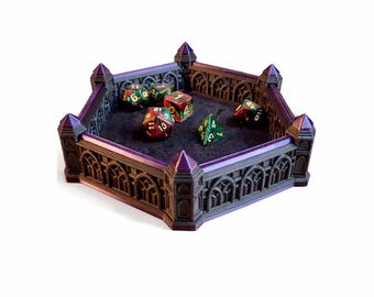 Bandeja de dados con tapete suave gótico, tirada de dados silenciosa para D&D y juegos de rol de mesa