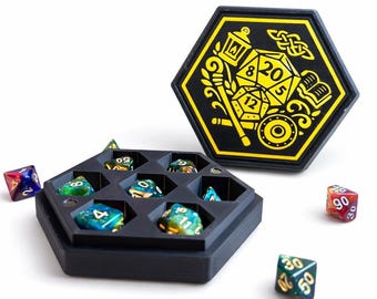 Bóveda de dados arcana magnética, almacenamiento para juegos de rol D&D, capacidad para 7 dados