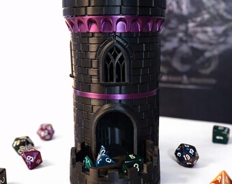 Torre de dados negra D&D / Juego de rol de mesa / Regalo para juegos medievales