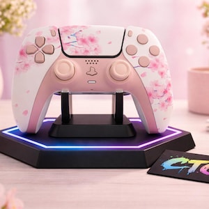 Anpassad PS5/PC Dualsense TMR Hall-effekt/uppgraderat batteri - Cherry Blossom