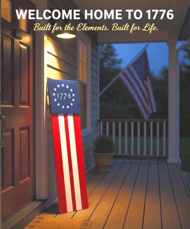 Reclaimed Barn Wood American Flag Leaner • Rustic 1776 Farmhouse Décor ...