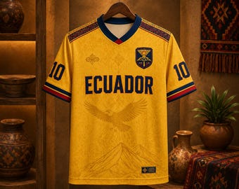 Maglia da calcio dell'Ecuador personalizzata in stile vintage, maglia da calcio dell'Ecuador su misura, regalo per gli appassionati di calcio