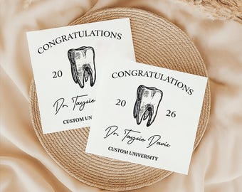 Custom Dental Graduation Napkins, Personalized Dentist Party Napkins, Dental School Grad Decor, Custom Name Class of 2026 Party Napkins