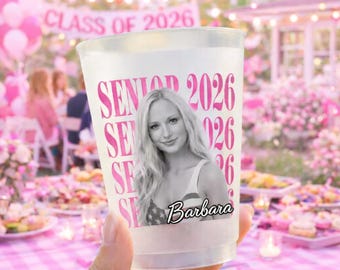 Personalized Graduation Photo Cup, Custom Senior Photo Frosted Cup 2026, Class of 2026 Party Cups, Grad Party Decor, Senior Night Cup